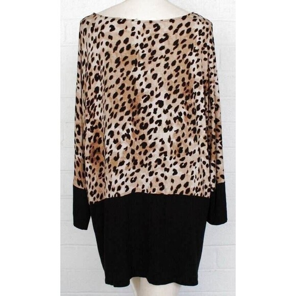 Calvin Klein 3X Wild Cheetah Black Banded Zipper Acent Tunic Top - Picture 2 of 7